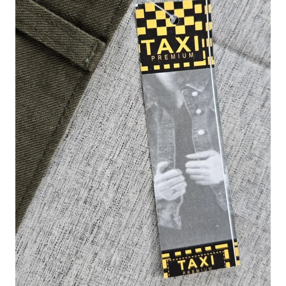 New TAXI  Women's  Cargo Pants High Rise 100% Cotton Dark Green Wide‎ Leg 2XL